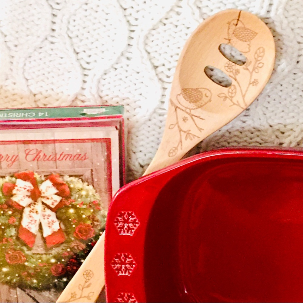 Bird wood spoon - snowflake ceramic dish - farmhouse holiday cards - win…